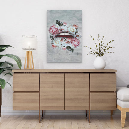 Canvas schilderij interieur Lippen in de vorm van Bloemen 