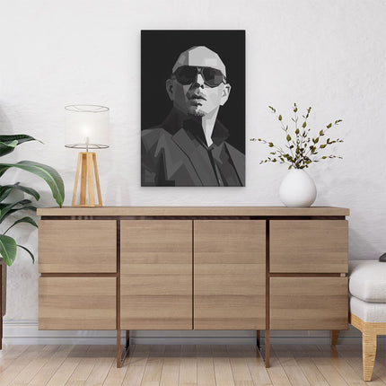 Canvas schilderij interieur Rapper Pitbull in Geometrie 