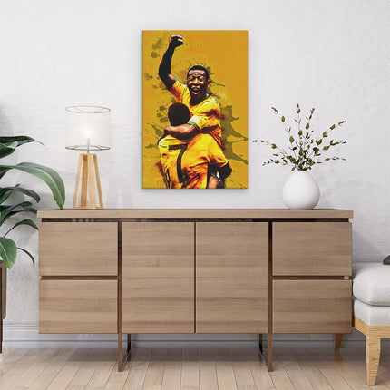 Canvas schilderij interieur Pelé juicht na Iconische Goal bij Brazilië 