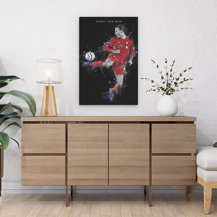 Canvas schilderij interieur Virgil van Dijk in actie bij Liverpool
