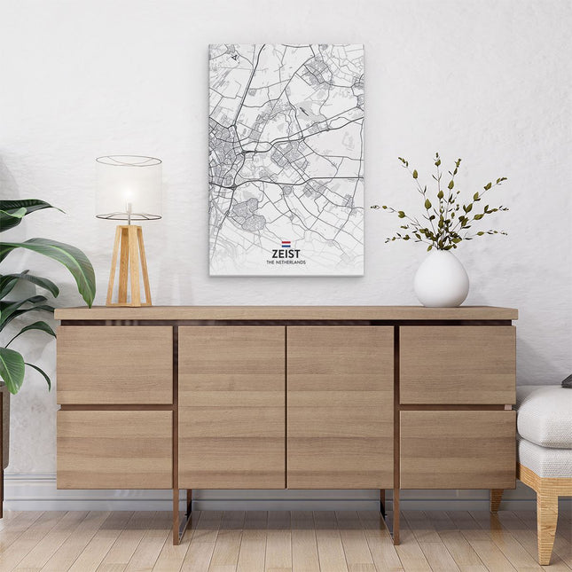 Canvas schilderij interieur Stadskaart Zeist in het Wit