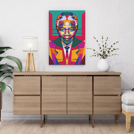 Canvas schilderij interieur Nelson Mandela in Kleur - Abstract