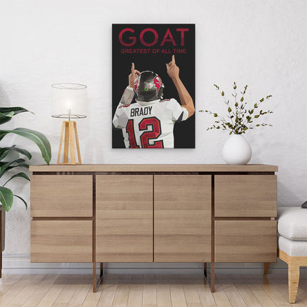 Canvas schilderij interieur American Football speler Tom Brady - GOAT