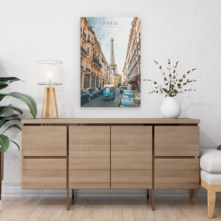 Canvas schilderij interieur Straat in Parijs met de Eiffeltoren