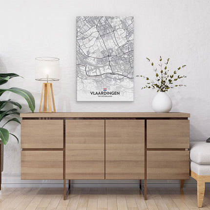 Canvas schilderij interieur Stadskaart Vlaardingen in het Wit