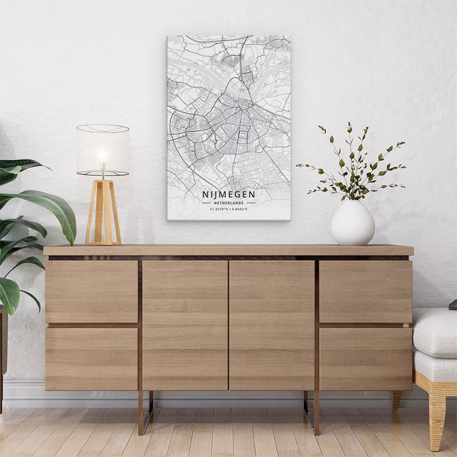 Canvas schilderij interieur Stadskaart Nijmegen in het Wit