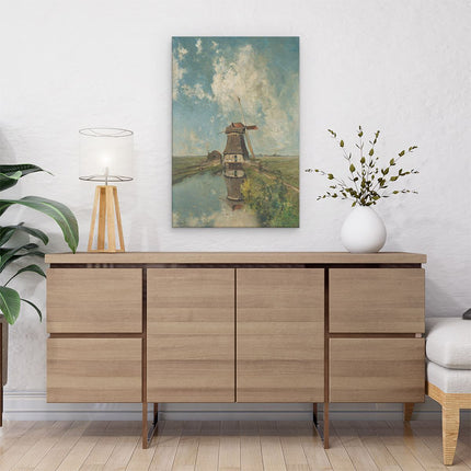 Canvas schilderij interieur Een Molen aan een Poldervaart - In de Maand Juli - Constant Gabriël