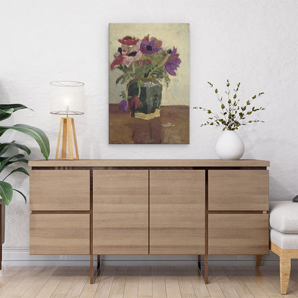 Canvas schilderij interieur Gemberpot met Anemonen - George Hendrik Breitner