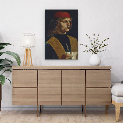 Canvas schilderij interieur Portret van een Muzikant - Leonardo da Vinci