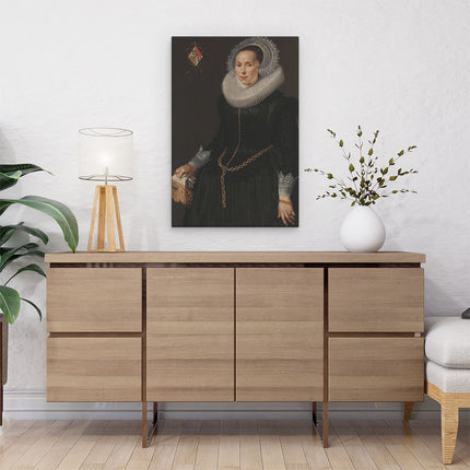 Canvas schilderij interieur Portret van Johanna Le Maire - Nicolaes Eliasz. Pickenoy