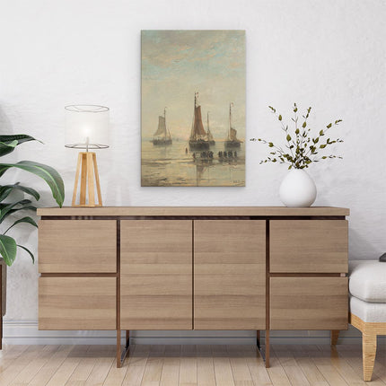 Canvas schilderij interieur Scheveningse Bommen voor Anker - Hendrik Willem Mesdag