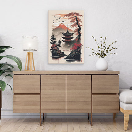 Canvas schilderij interieur Japans Landschap - Tempel