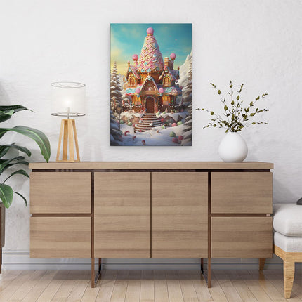 Canvas schilderij interieur Peperkoekhuis - Kerstmis
