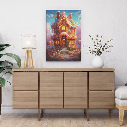 Canvas schilderij interieur Peperkoekhuis - Kerstmis - Kerst