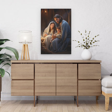 Canvas schilderij interieur Kerststal - Jezus Christus