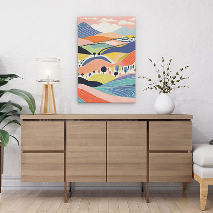 Canvas schilderij interieur Heuvellandschap - Abstract