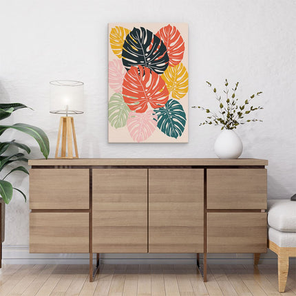 Canvas schilderij interieur Kleurrijke Bladeren - Abstract