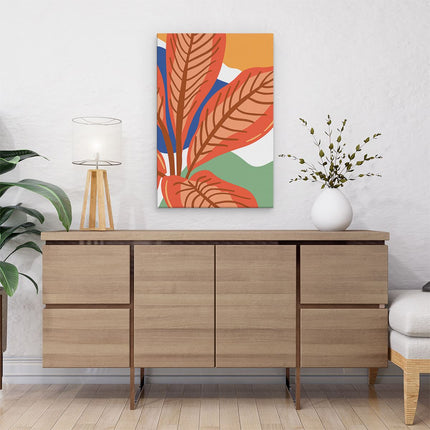 Canvas schilderij interieur Rode Bladeren - Abstract