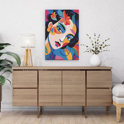 Canvas schilderij interieur Vrouw in Kleuren - Abstract - Bloemen