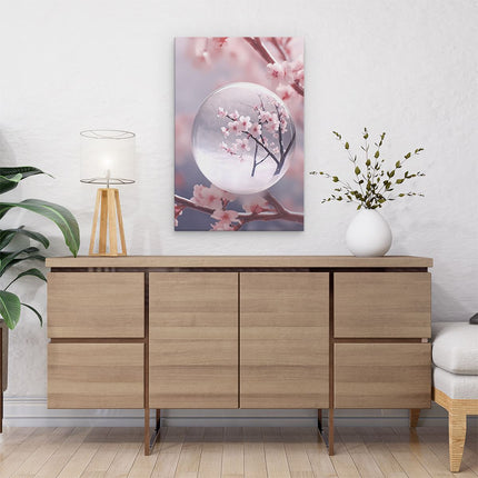 Canvas schilderij interieur Kersebloesem in een Glazen Bol