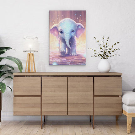 Canvas schilderij interieur Baby Olifant met Blauwe Ogen