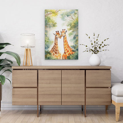 Canvas schilderij interieur Twee Verliefde Giraffes