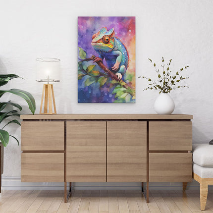 Canvas schilderij interieur Kleurrijke Kameleon