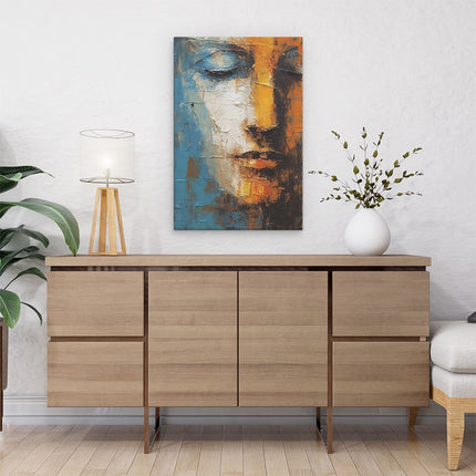 Canvas schilderij interieur Vrouw met Ogen Dicht