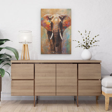 Canvas schilderij interieur Olifant op Olieverf