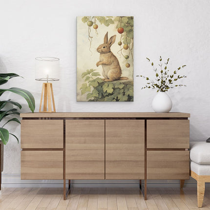 Canvas schilderij interieur Konijn op zoek naar Eten - Tekening