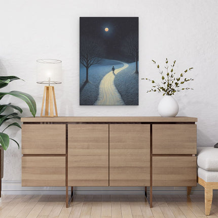 Canvas schilderij interieur Het Donkere Pad bij Volle Maan