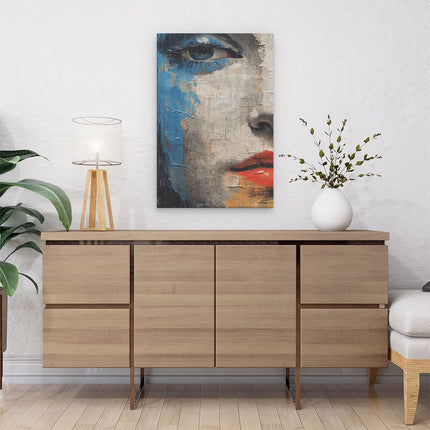 Canvas schilderij interieur Vrouw met Rode Lippen - Abstract