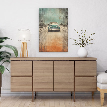 Canvas schilderij interieur Vintage Auto