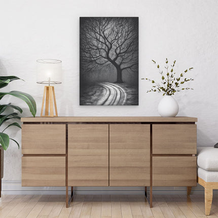 Canvas schilderij interieur Boom in het Duisternis