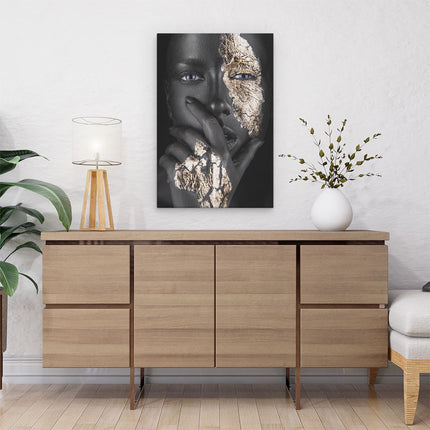 Canvas schilderij interieur Gouden Vrouw Gezicht