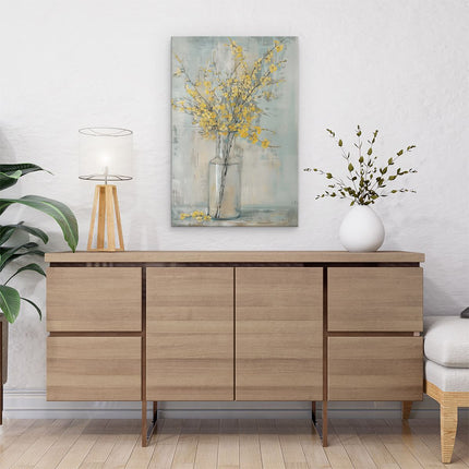 Canvas schilderij interieur Gele Bloemen in een Vaas