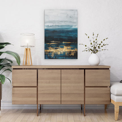 Canvas schilderij interieur Abstract Kunstwerk van Blauw en Goud