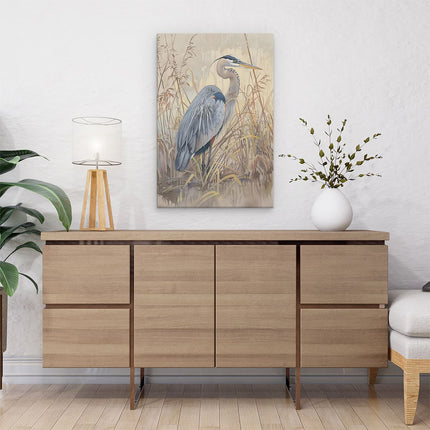 Canvas schilderij interieur Kunstwerk van een Grote Blauwe Reiger