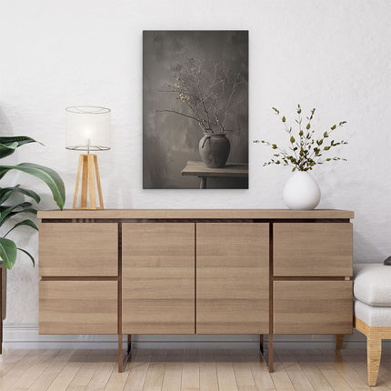 Canvas schilderij interieur Vaas op een Tafel