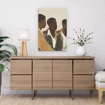 Canvas schilderij interieur Groep Jonge Mannen die bij Elkaar Staan