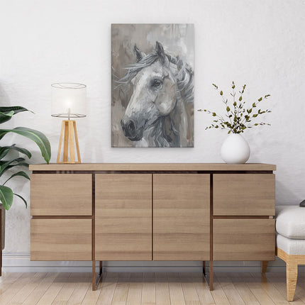 Canvas schilderij interieur Kunstwerk van een Wit Paard