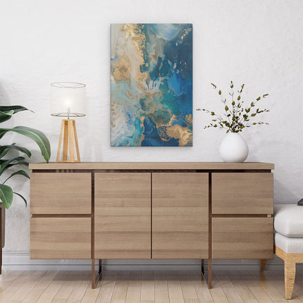 Canvas schilderij interieur Blauwe en Gouden Kaart van Europa