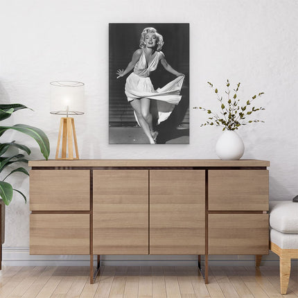Canvas schilderij interieur Marilyn Monroe in een Witte Jurk