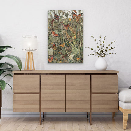 Canvas schilderij interieur Kunstwerk van Monarchvlinders in een Veld