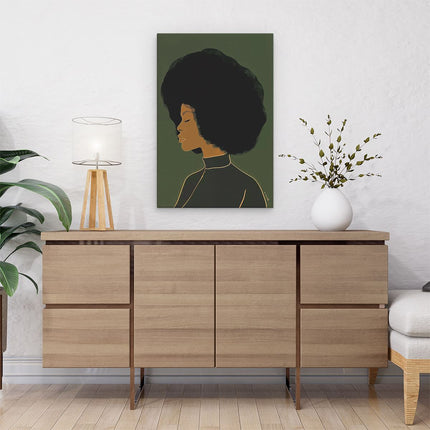 Canvas schilderij interieur Vrouw met een Afro