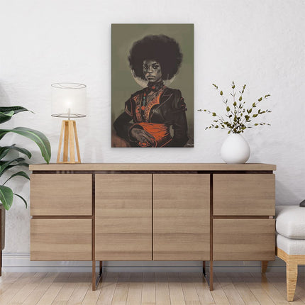 Canvas schilderij interieur Zwarte Vrouw met een Afro
