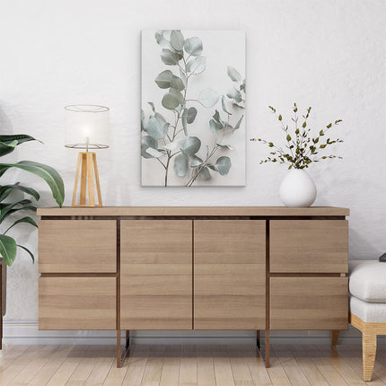 Canvas schilderij interieur Eucalyptusbladeren op een Witte Achtergrond