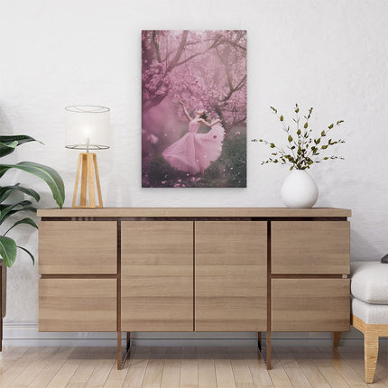 Canvas schilderij interieur Balletdanseres in een Roze Jurk
