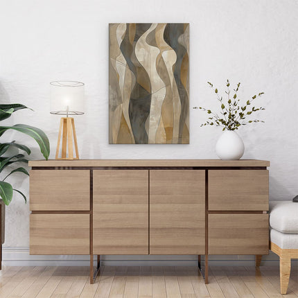 Canvas schilderij interieur Abstract Kunstwerk - Beige, Bruin en Zwart