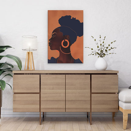 Canvas schilderij interieur Zwarte Vrouw met een Hoepeloorring